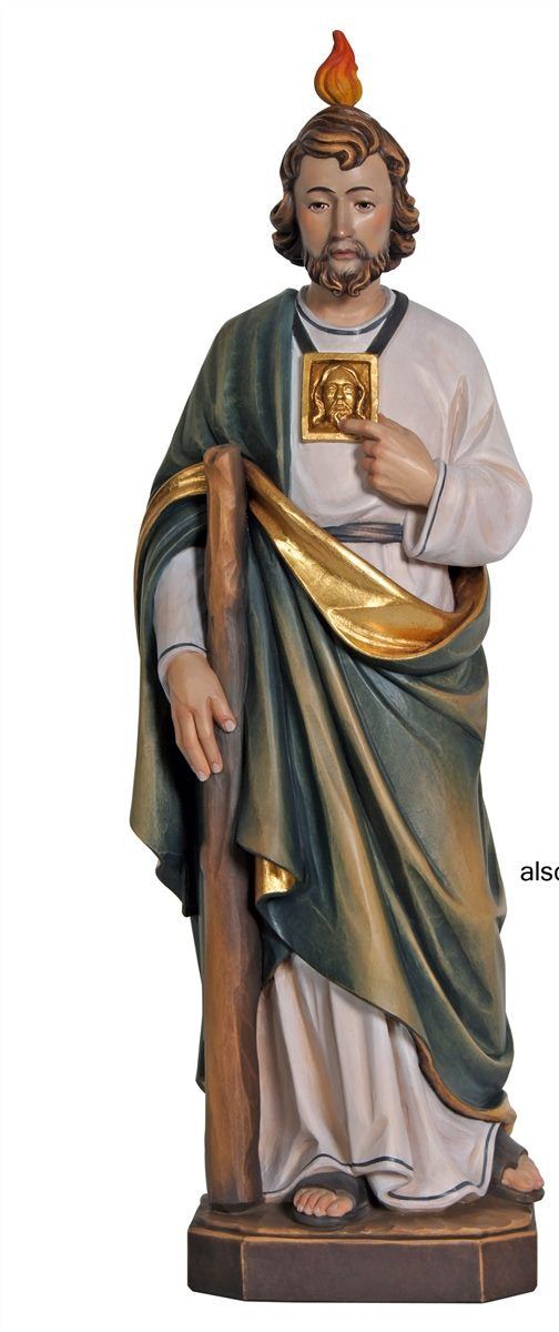 Estatua PEMA de madera de arce alpino de St. Jude pintada a mano de 7 pulgadas.