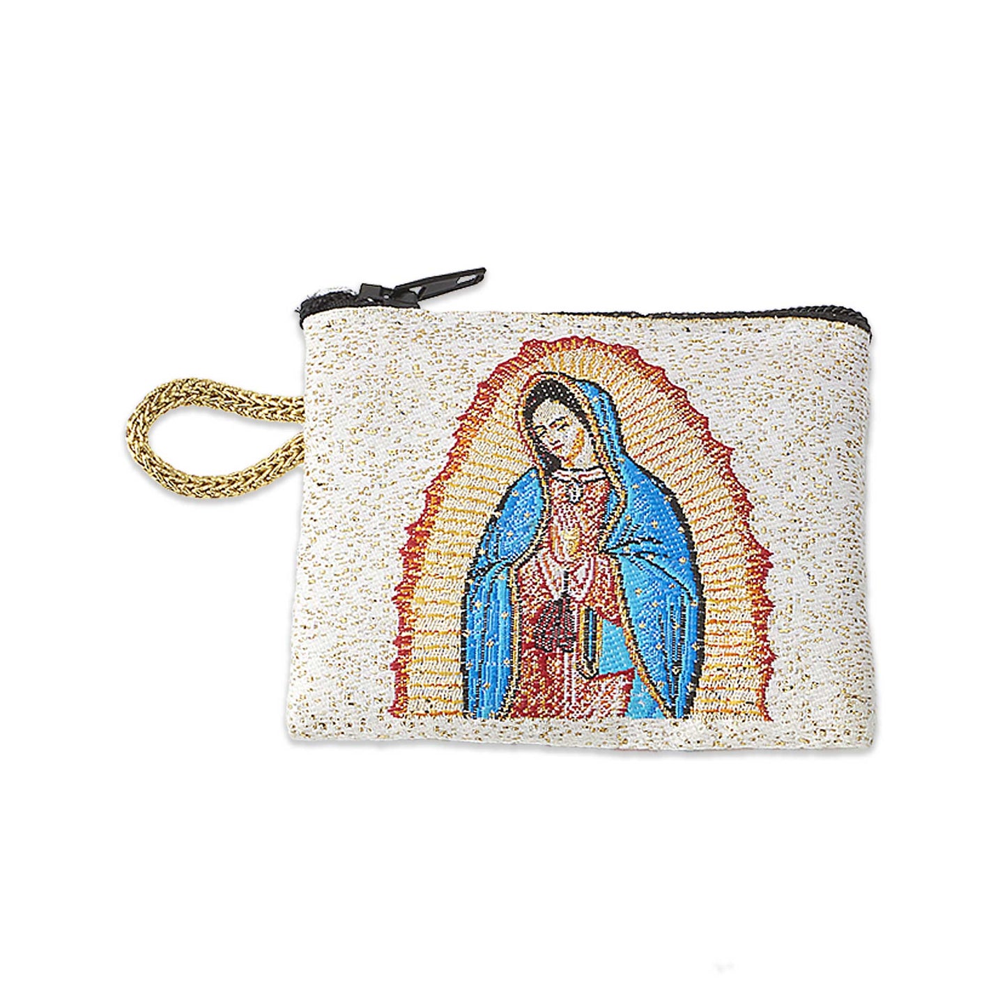 Borsa in tessuto con immagine della Vergine di Guadalupe 3x2,5 pollici