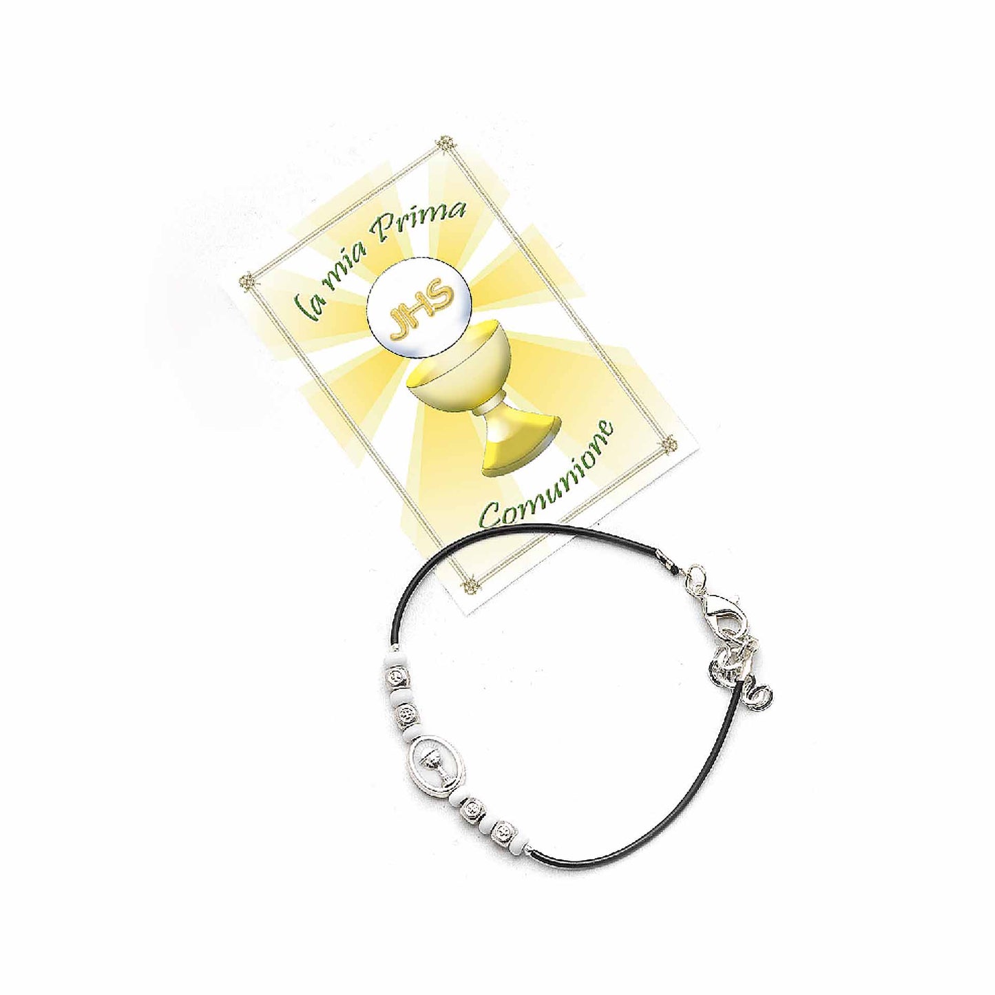 First Communion Bracelet + Card in English