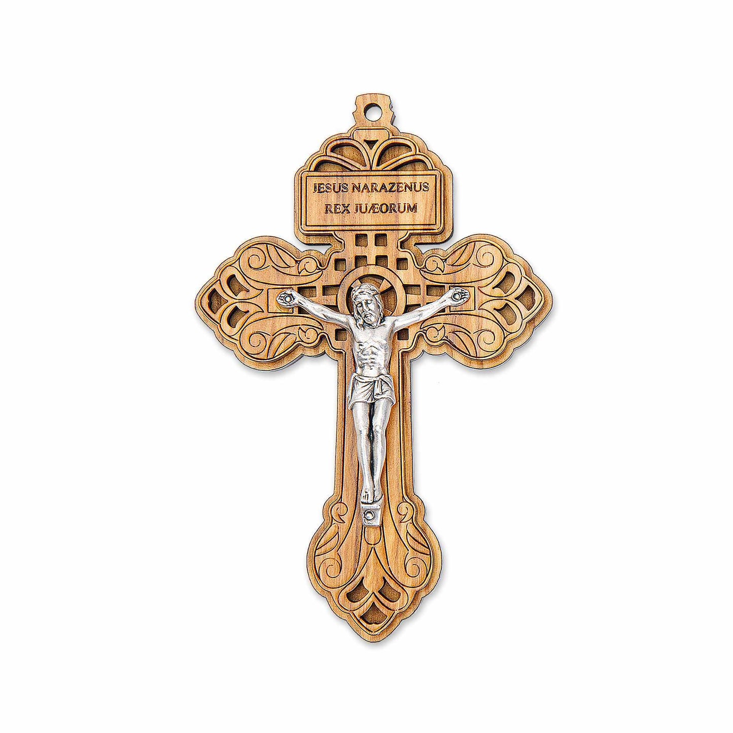 Crucifijo del Perdón de madera de olivo de 3 1/2 x 2 1/4 pulgadas