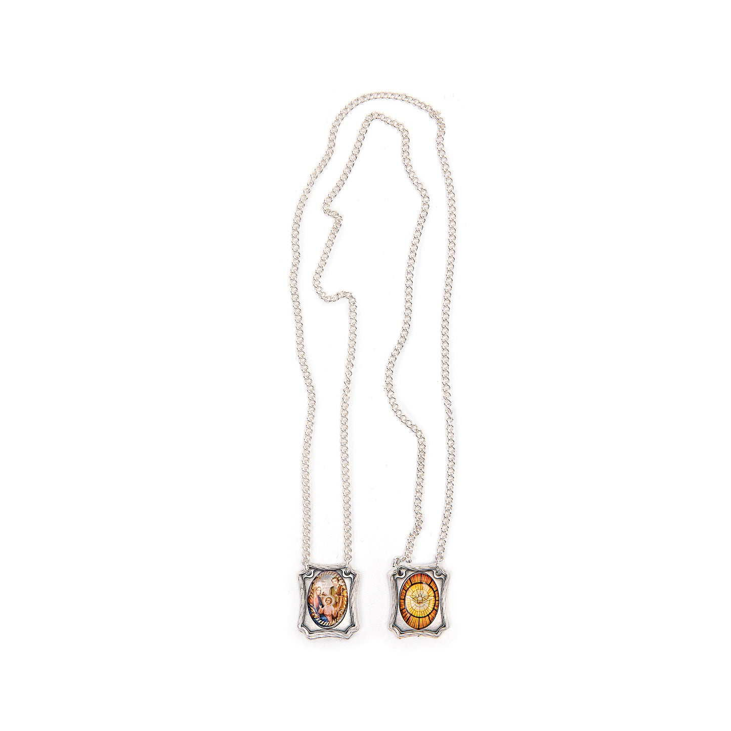 Metal scapular of the Holy Family and the Holy Spirit
