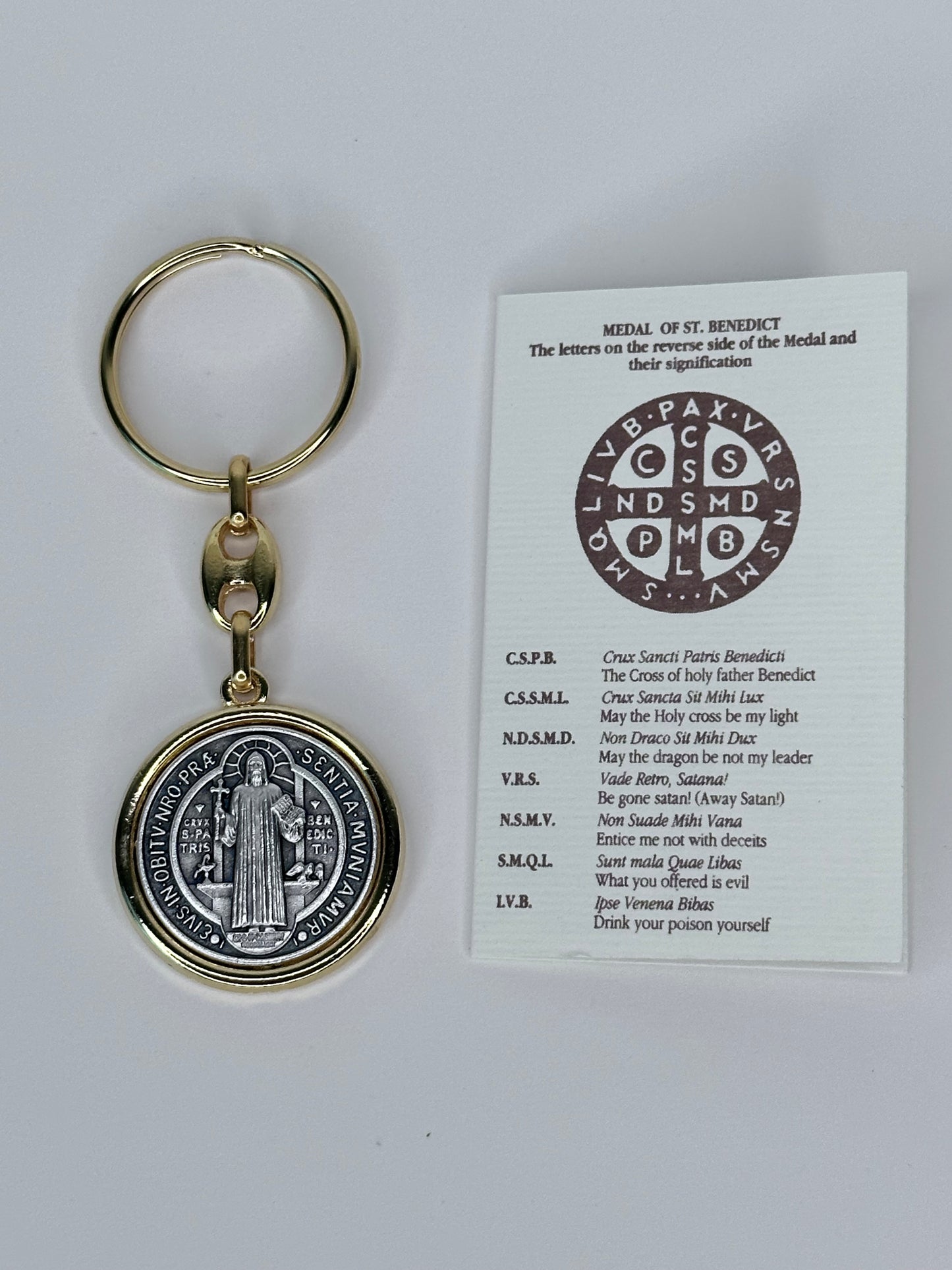 Saint Benedict Medal Key Chain Golden