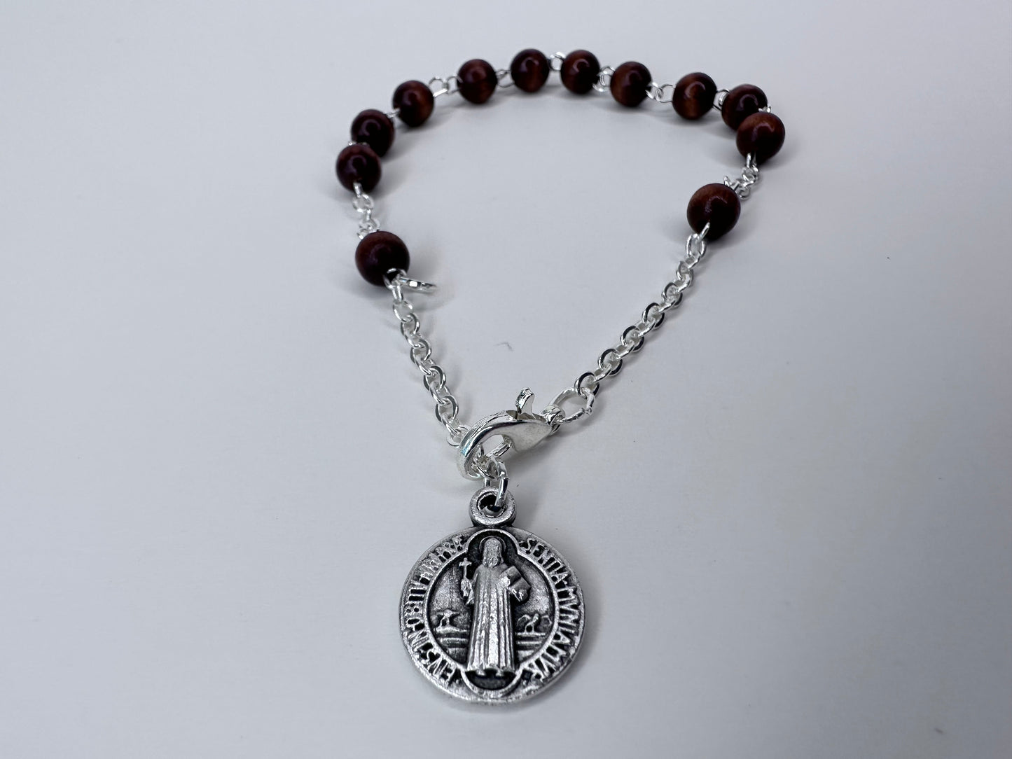 Saint Benedict Bracelet Brown wood beads