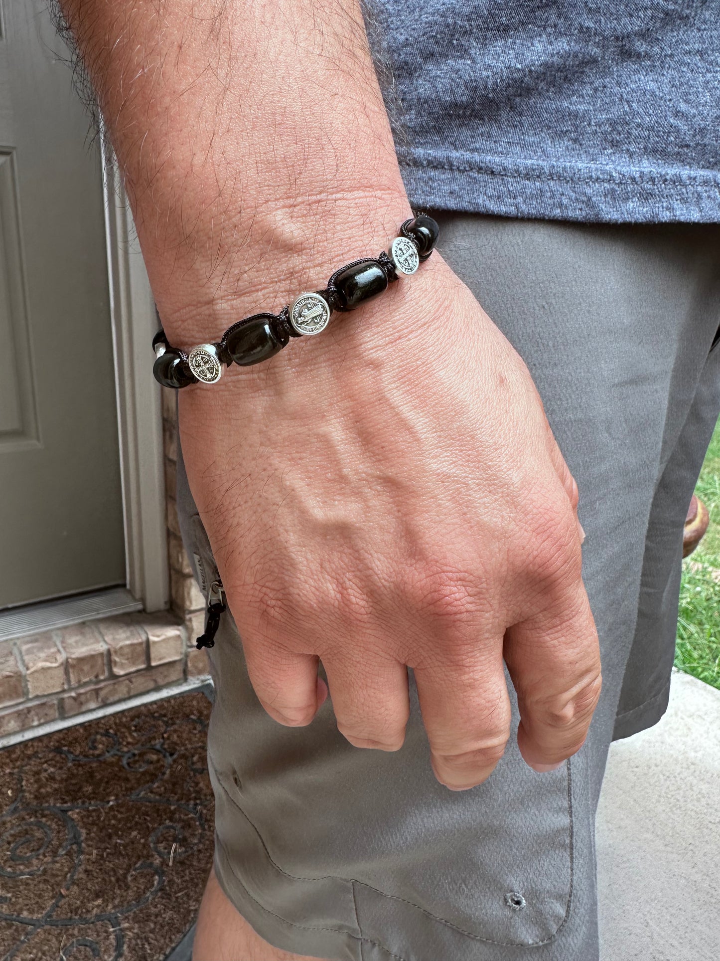 Saint Benedict Bracelet Black Wood,Medal