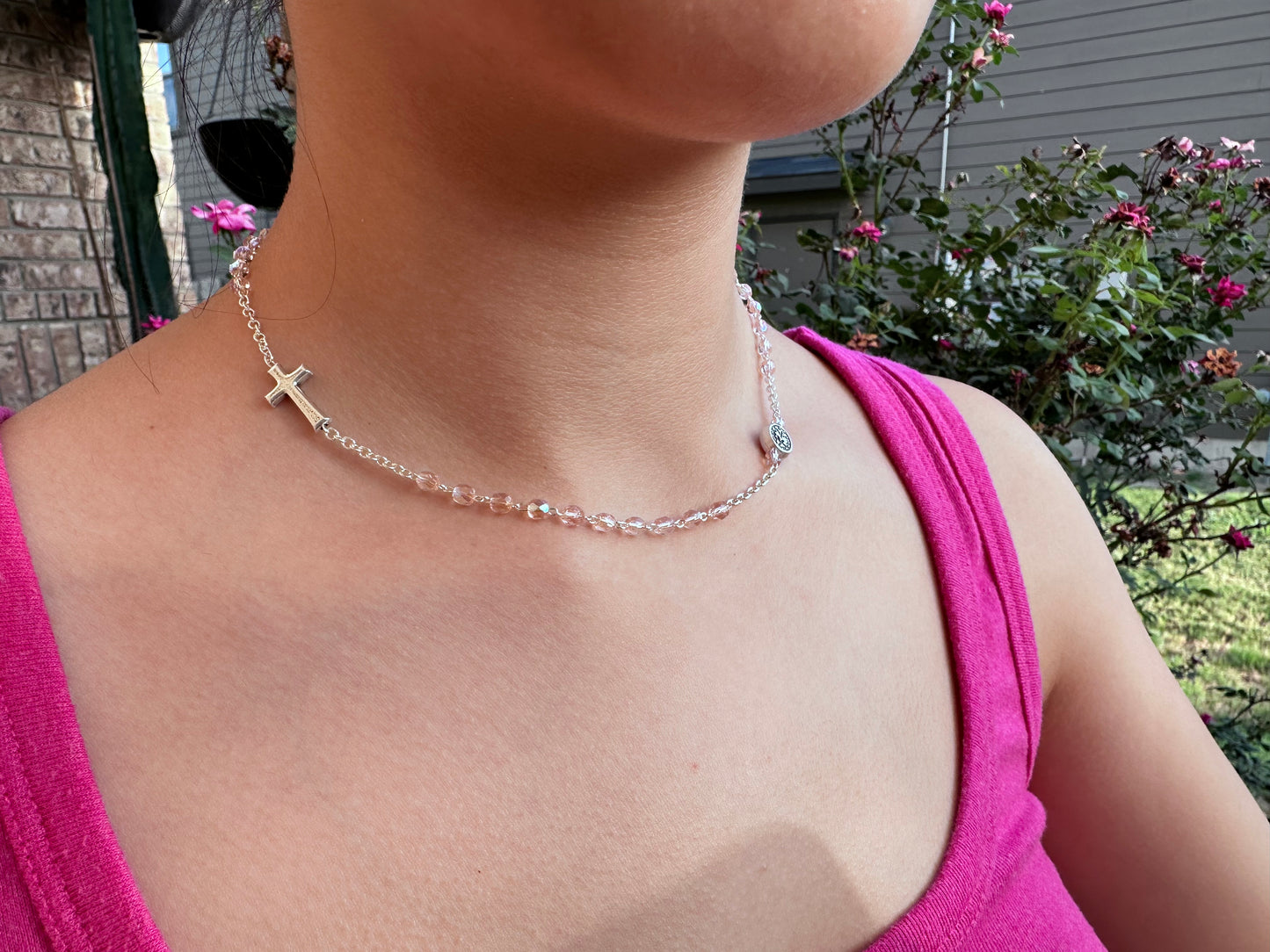 Bellissima collana piccola medaglia miracolosa per adolescenti