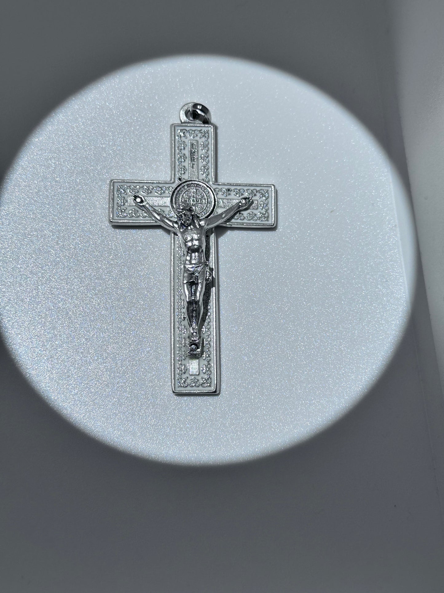 Saint Benedict Crucifix Silver/white