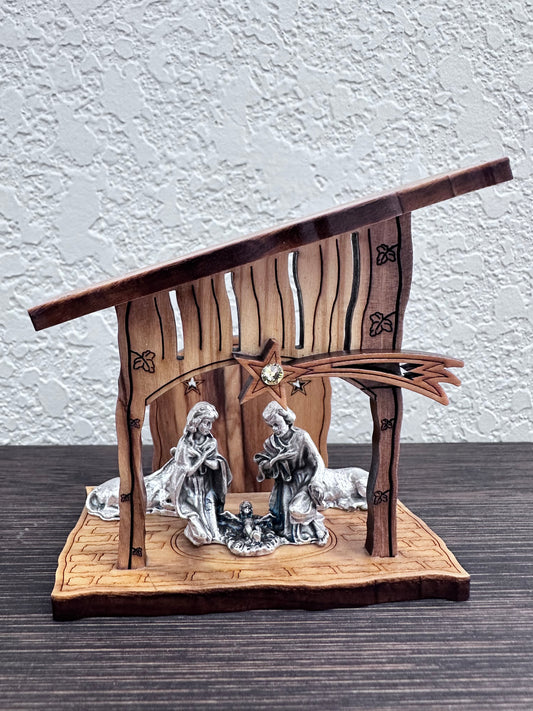 Presepe in legno d'ulivo, dimensioni 3,5x3 1/4 pollici