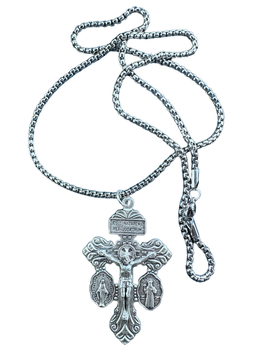 The Pardon Crucifix Necklace 24- or 19-inches Stainless steel Necklace