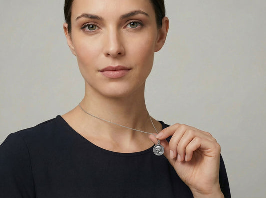 Medaglia Coniata di Padre Pio in argento ø mm 21 Con Catena Argento 925/Rodio