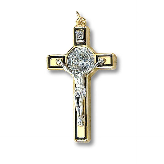 Crucifijo de San Benito Color Dorado/Negro 3 pulgadas