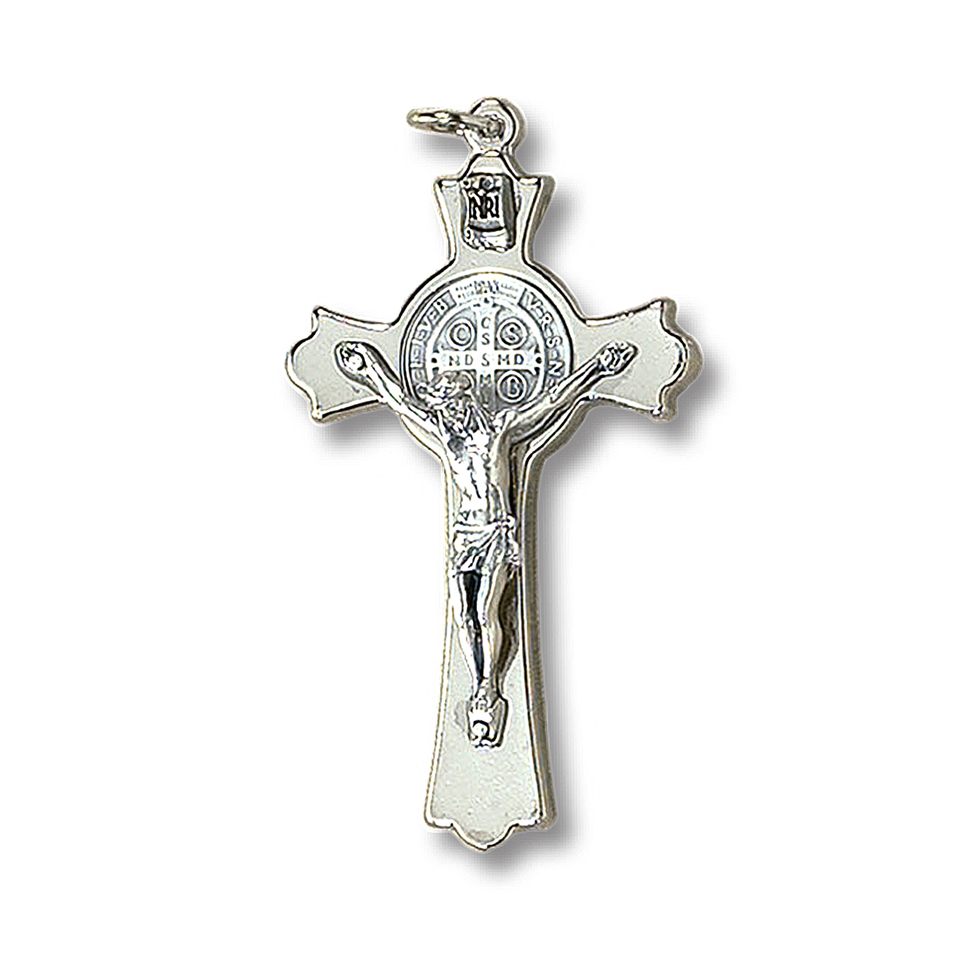 Croce di San Benedetto in metallo argentato – San Benedetto Collections LLC.