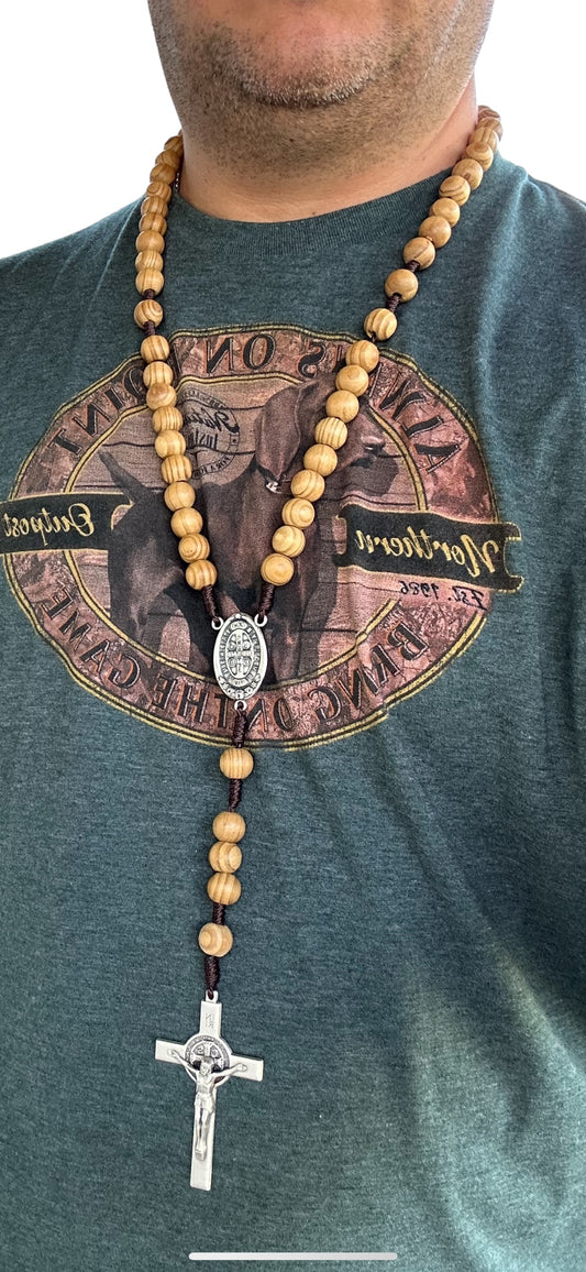 Rosario di San Benedetto in legno d'ulivo 30 pollici