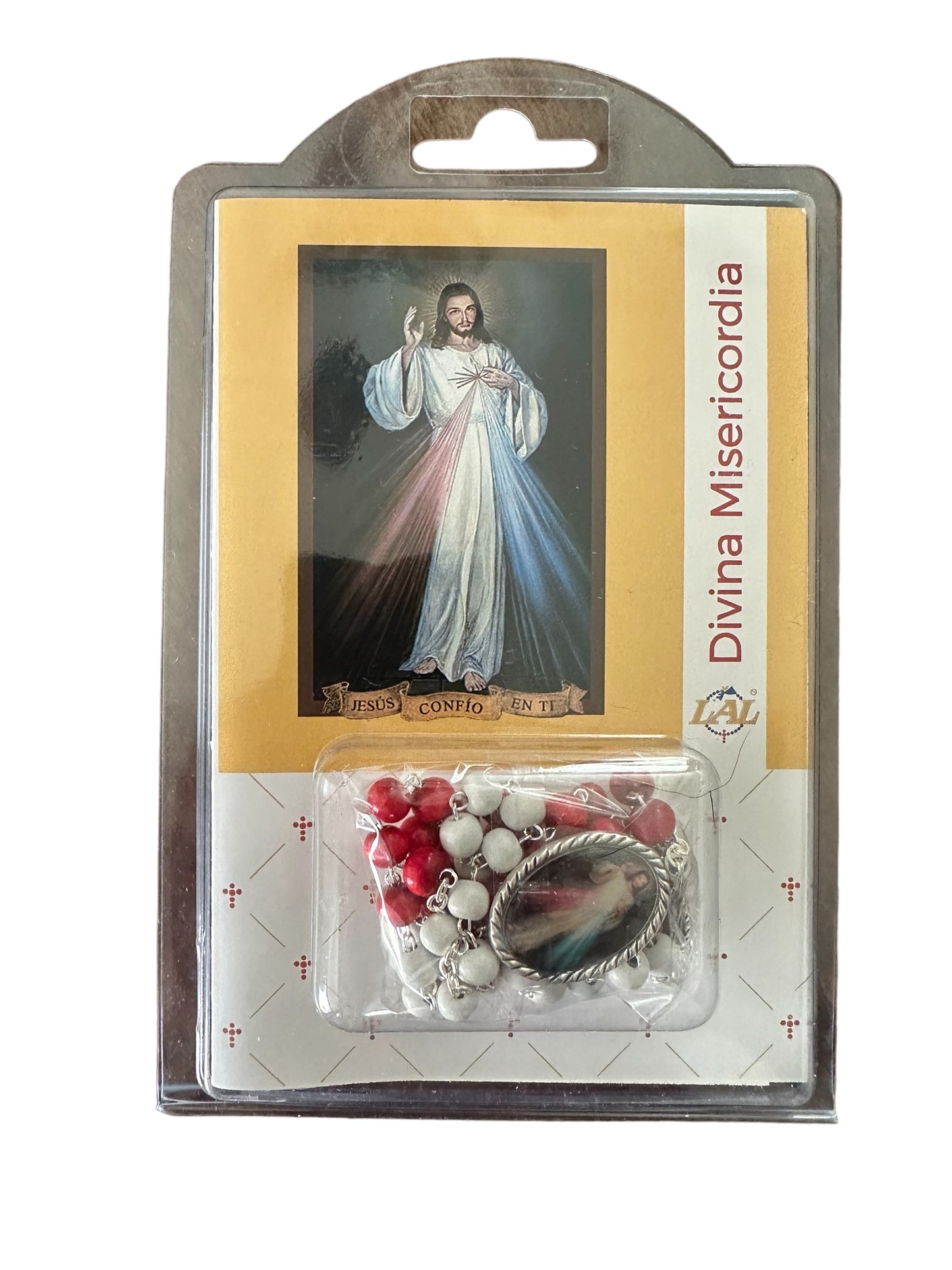 Rosario de la Divina Misericordia con cuentas de madera