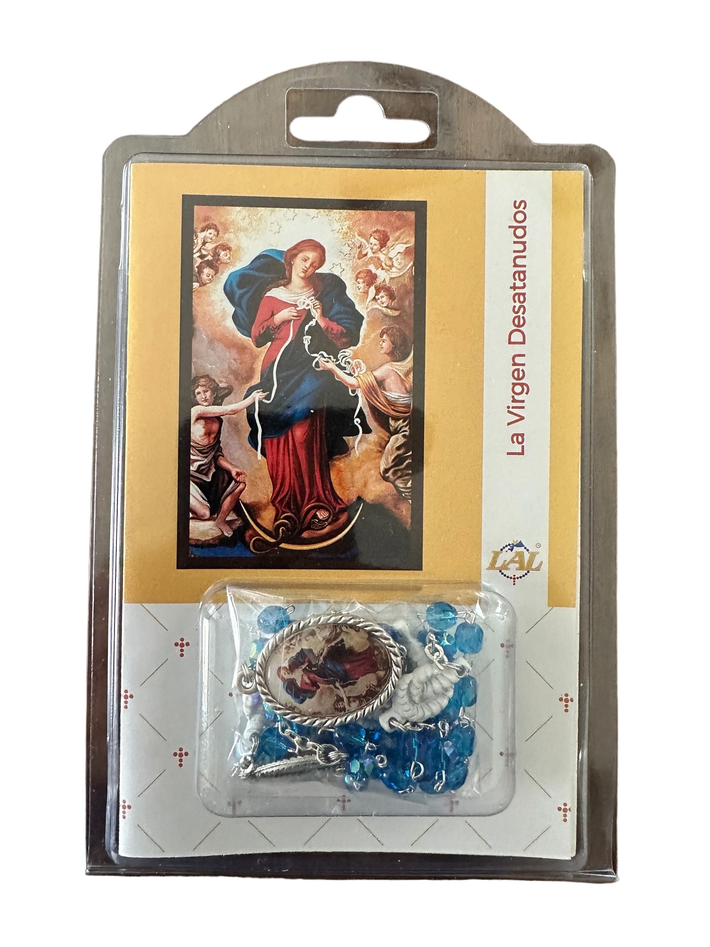 The Virgin Mary Undoer of Knots Rosary with Semi Crystal Beads