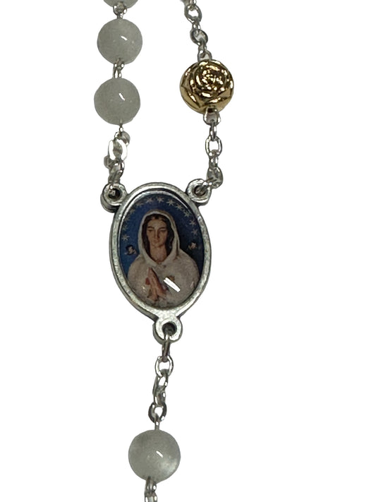 Rosario devocional María Rosa Mística con Cuentas de Plástico 7 mm