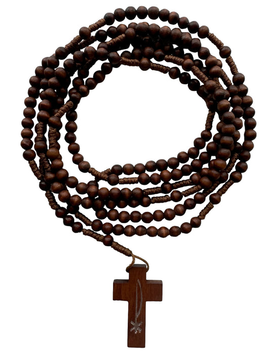 Rosario dei 20 Misteri Grani di Legno Marrone