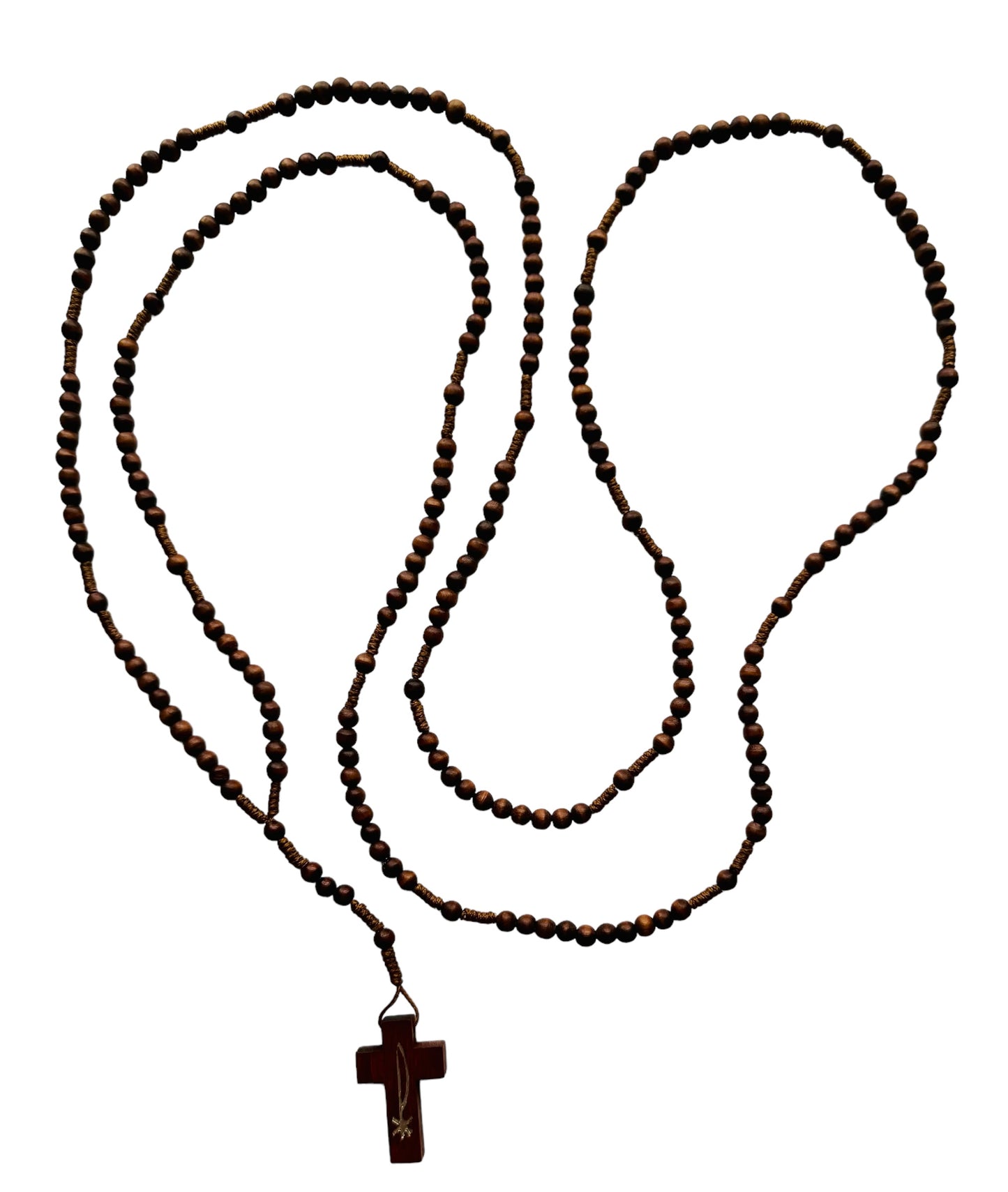 Rosario dei 20 Misteri Grani di Legno Marrone