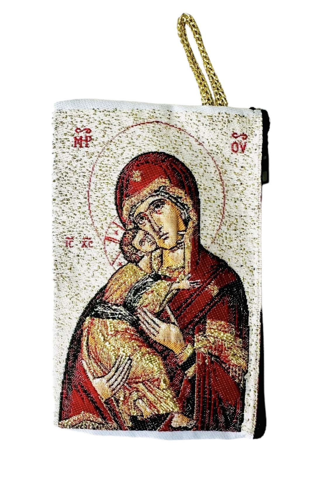 Borsa in tessuto con immagine della Madonna della Tenerezza 4x3 pollici