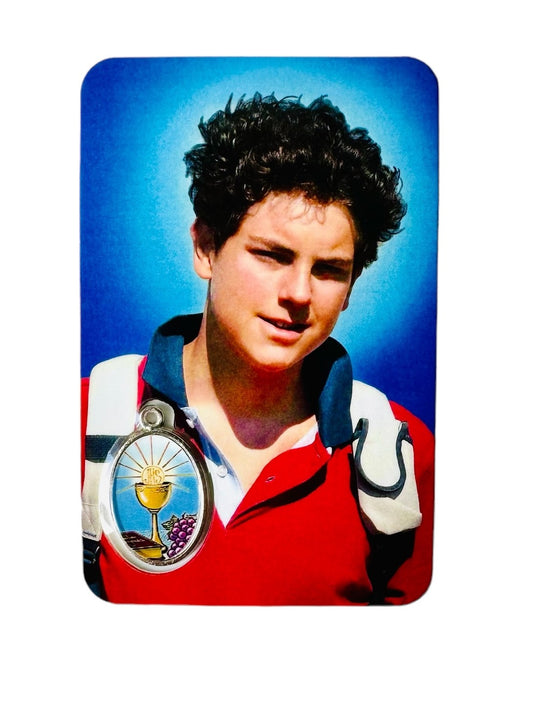 Estampa devocional del Beato Carlo Acutis / Medalla de metal