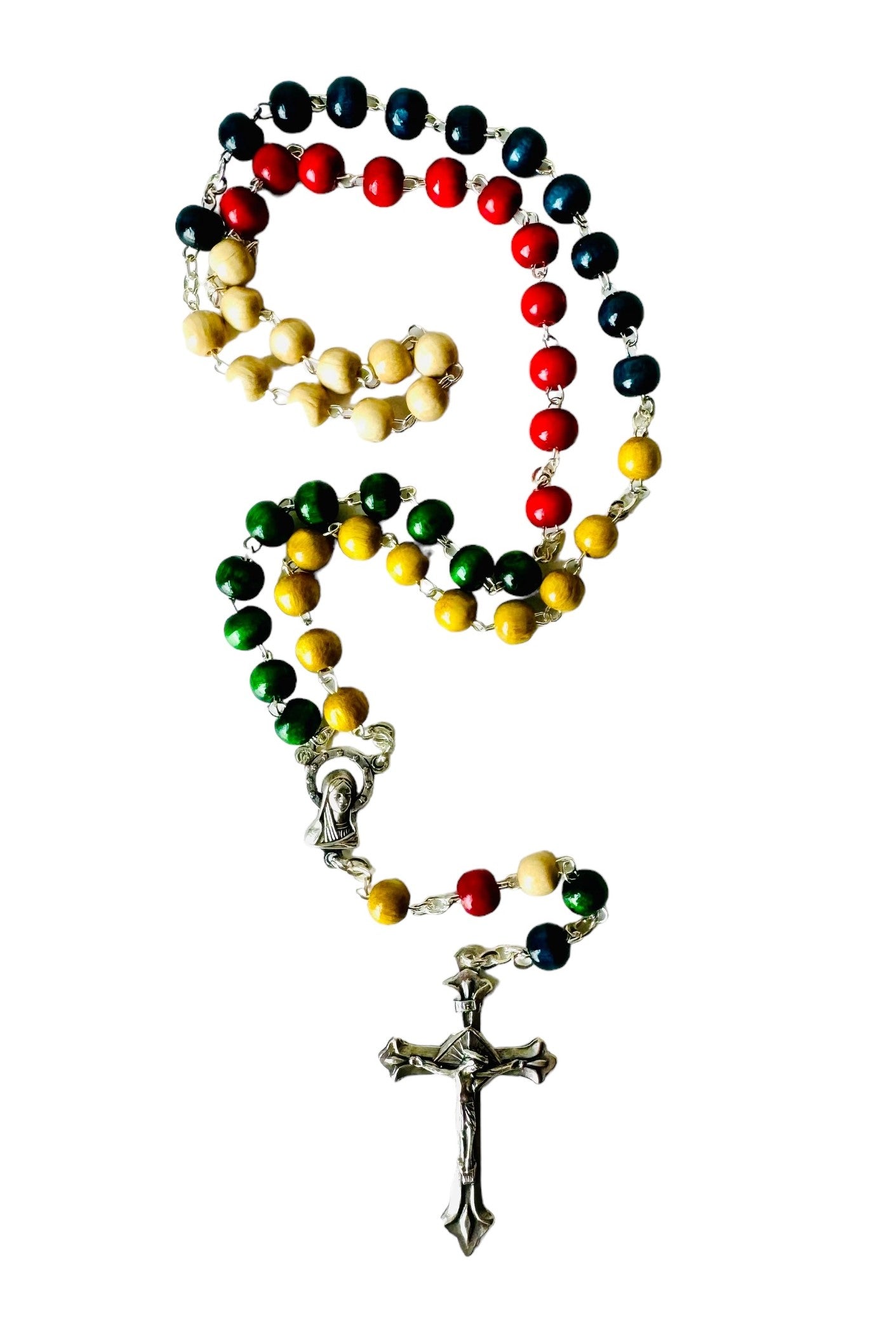 Rosario missionario in legno 6MM con crocifisso in metallo