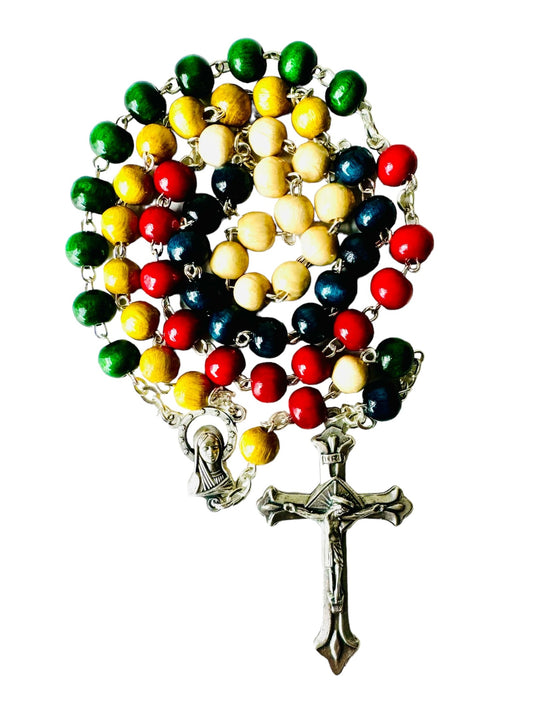 Rosario missionario in legno 6MM con crocifisso in metallo
