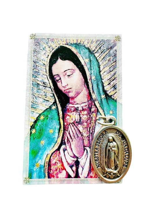 Estampa con Medallita de la Virgen de Guadalupe