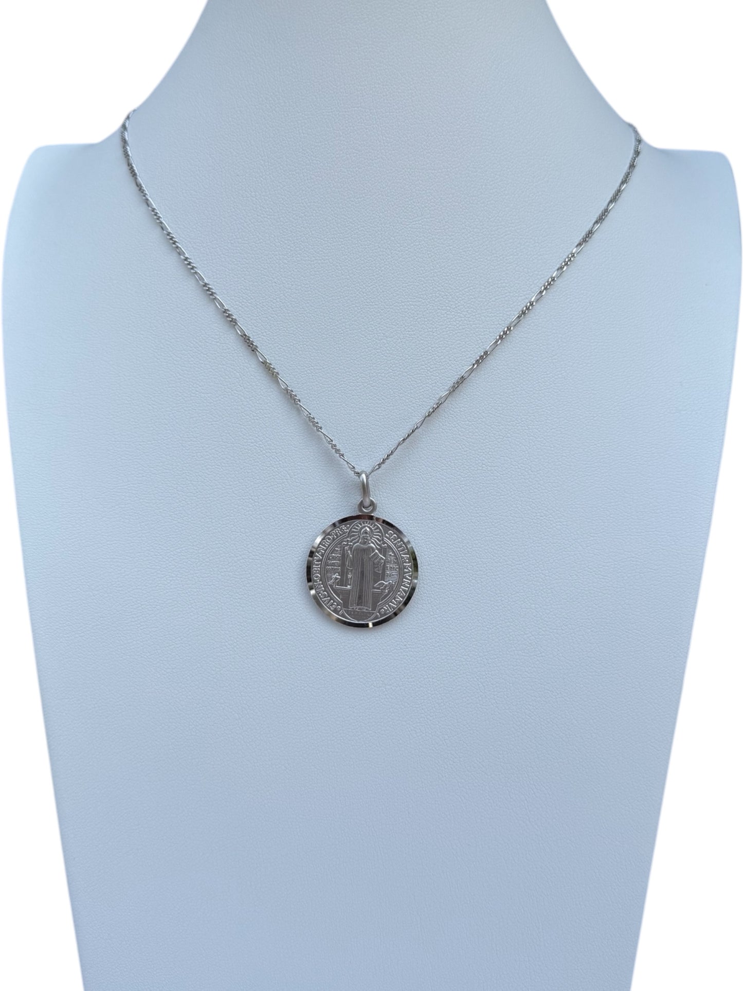 Medalla de San Benito/Cadena en Plata 925/ Rodio mm.25