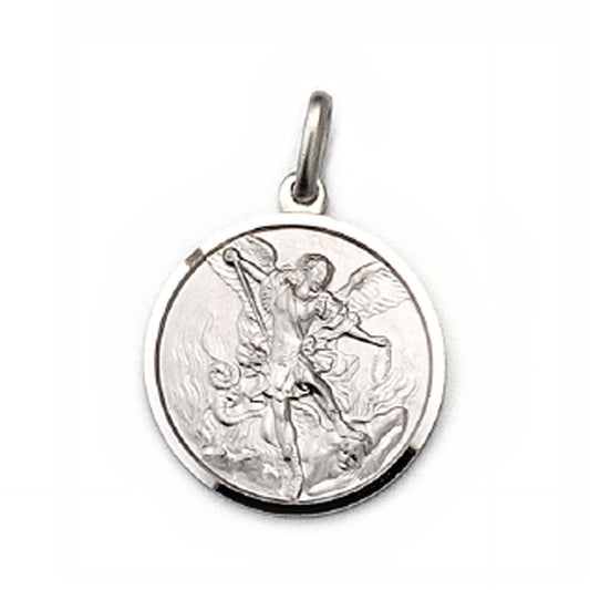 Medaglia di San Michele in Argento Rodiato 925 ø mm.21 Con Catena