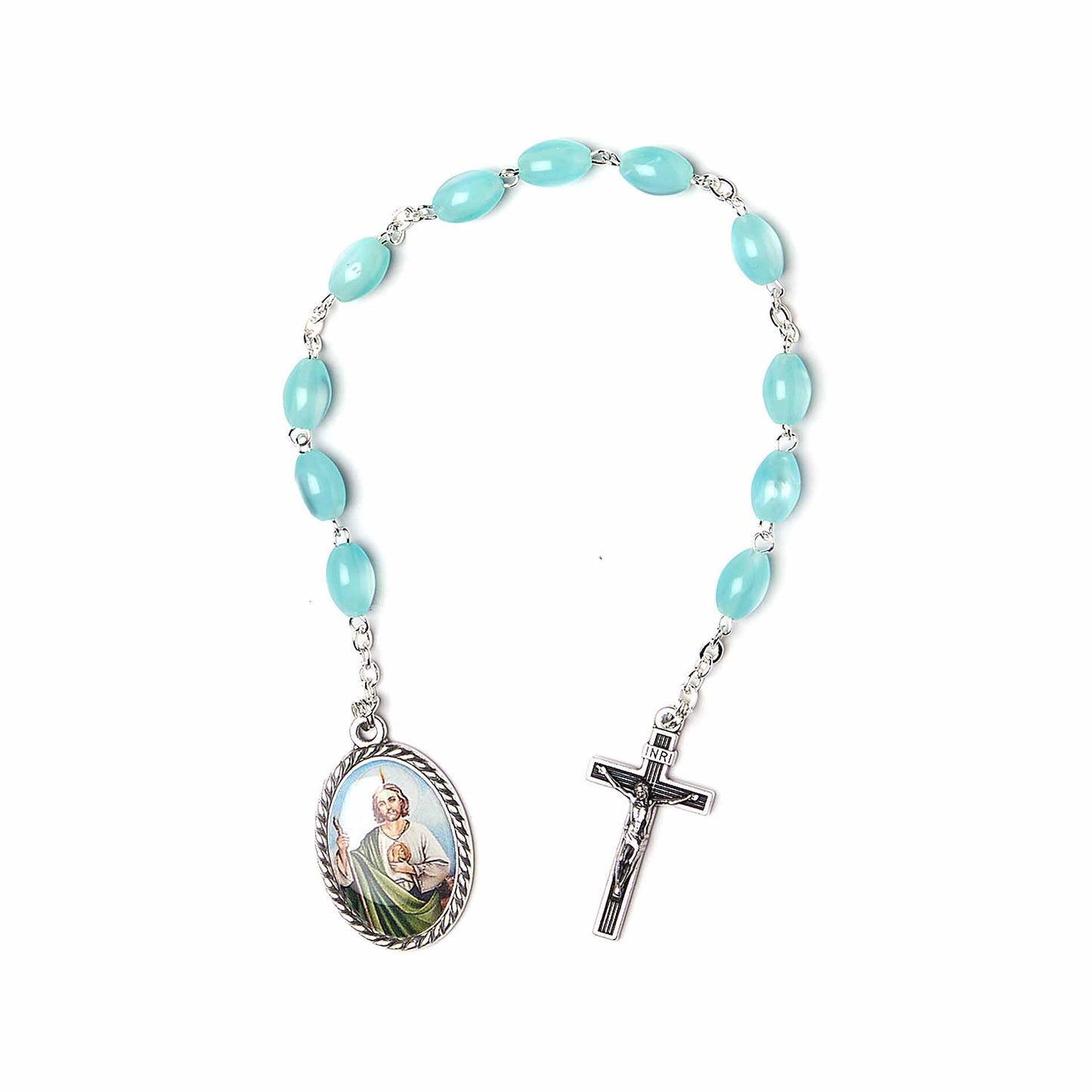 Saint Jude Rosary with oval Mother Pearl Beads