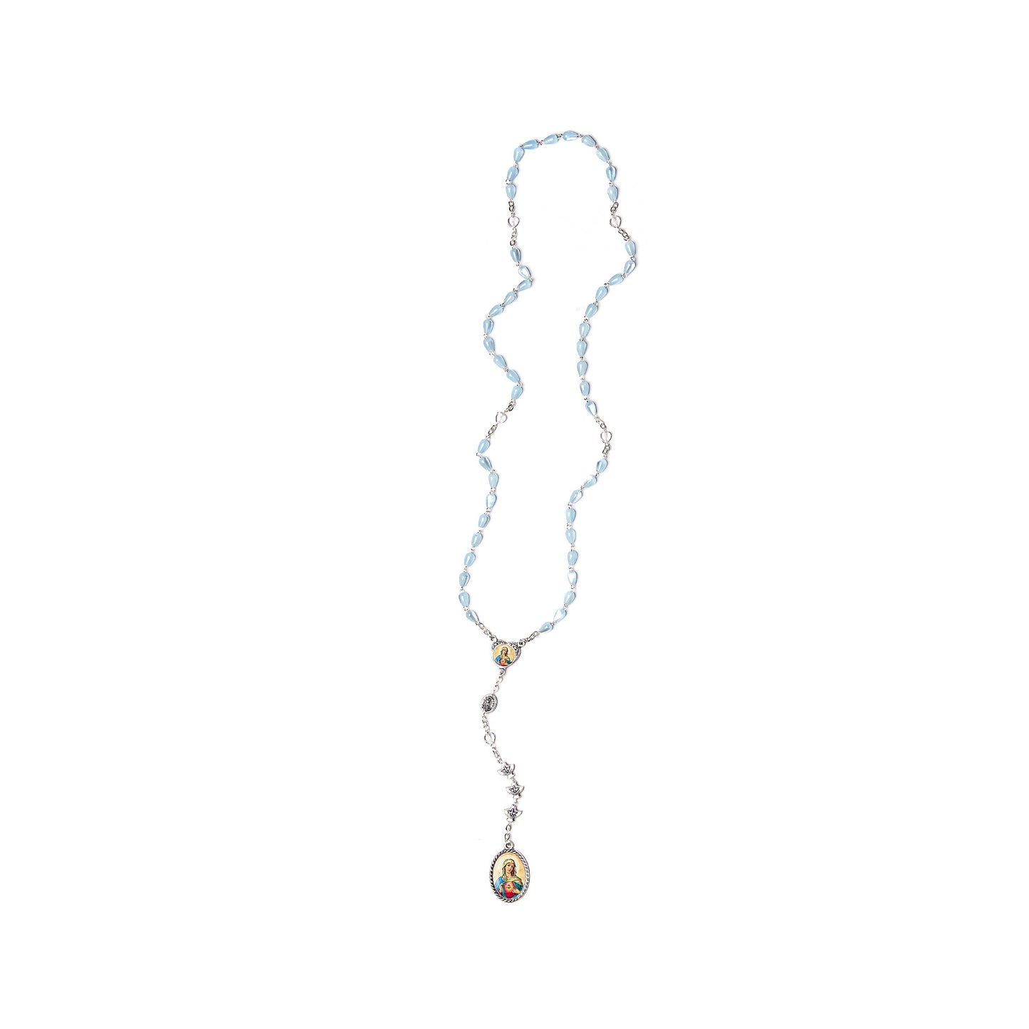 Sacred Heart of Mary Rosary with Imitation Mother of Pearl Beads