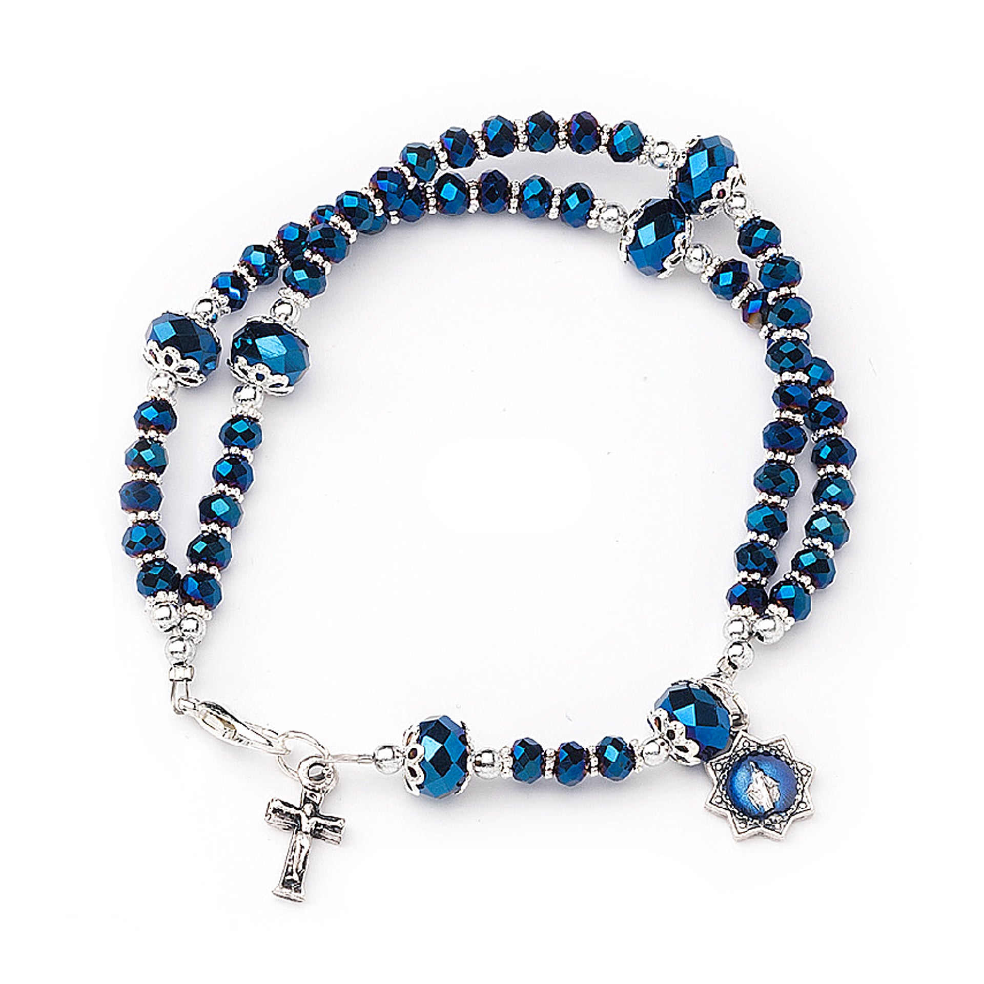 Rosary bracelet miraculous medal Blue – San Benedetto Collections