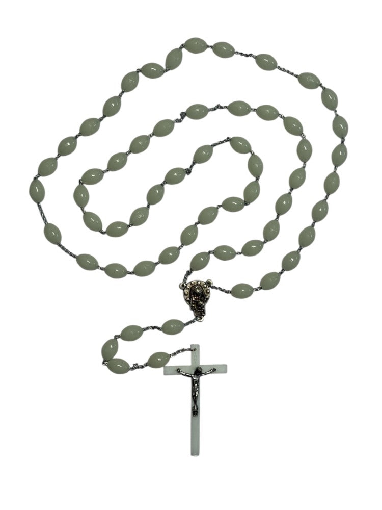 Rosario fluorescente con cuentas ovaladas de 10 mm