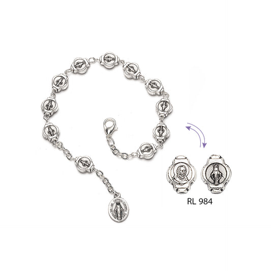 Pulsera San Padre Pío/Medalla Milagrosa de metal mm.8 con portadécadas