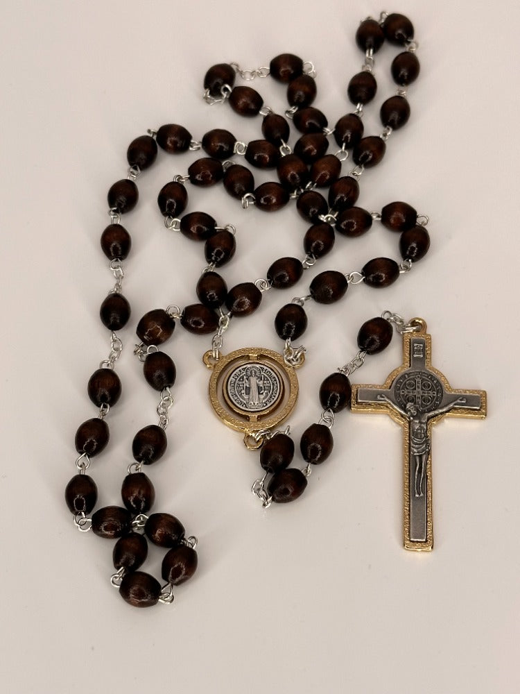 Saint Benedict Rosario Brown/Gold
