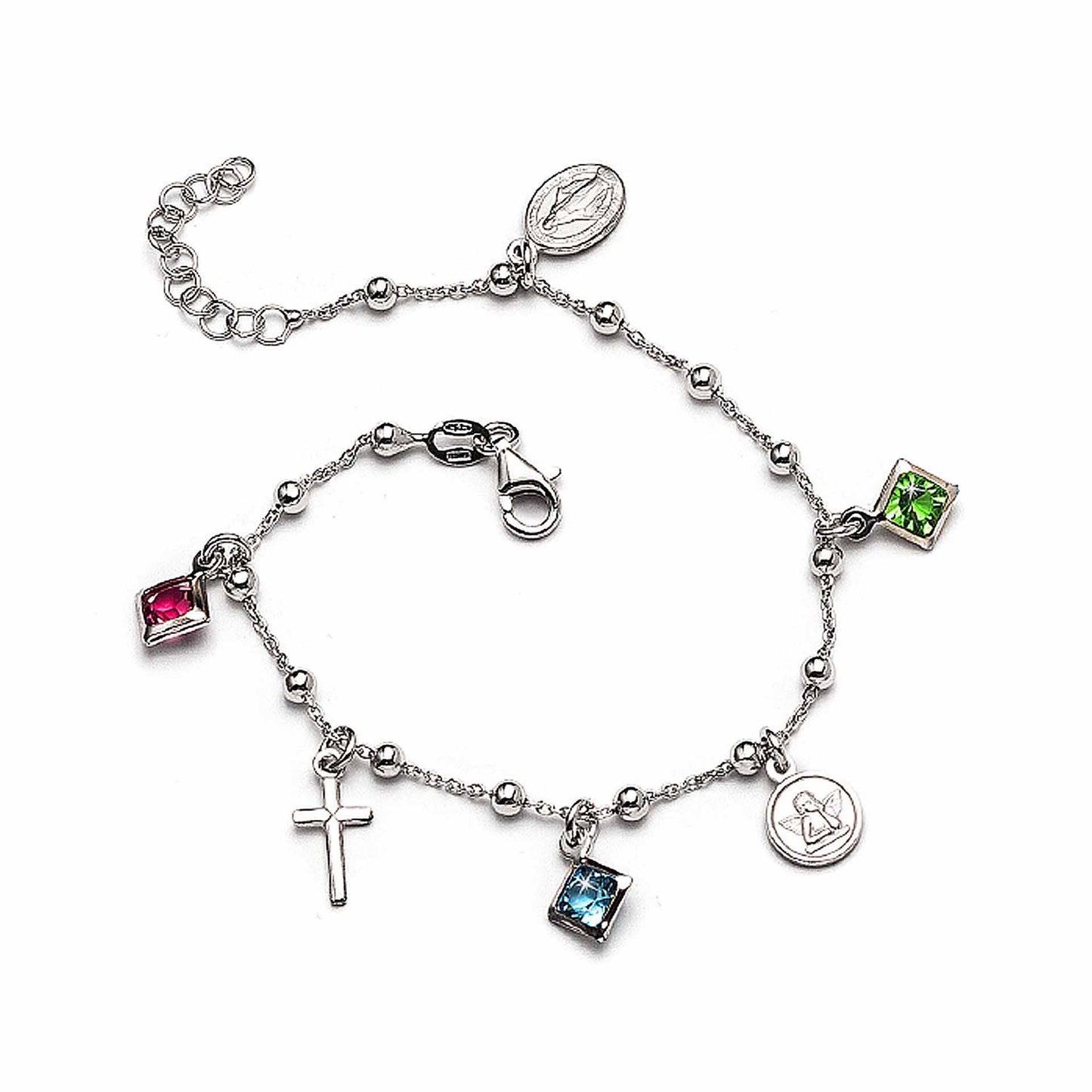 Pulsera en plata Rodiada 925 con Medallas/ Strass