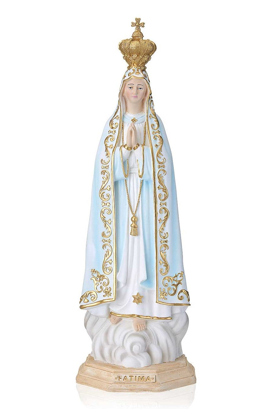Our Lady of Fatima with Crown Statue Resin - 14 Inches