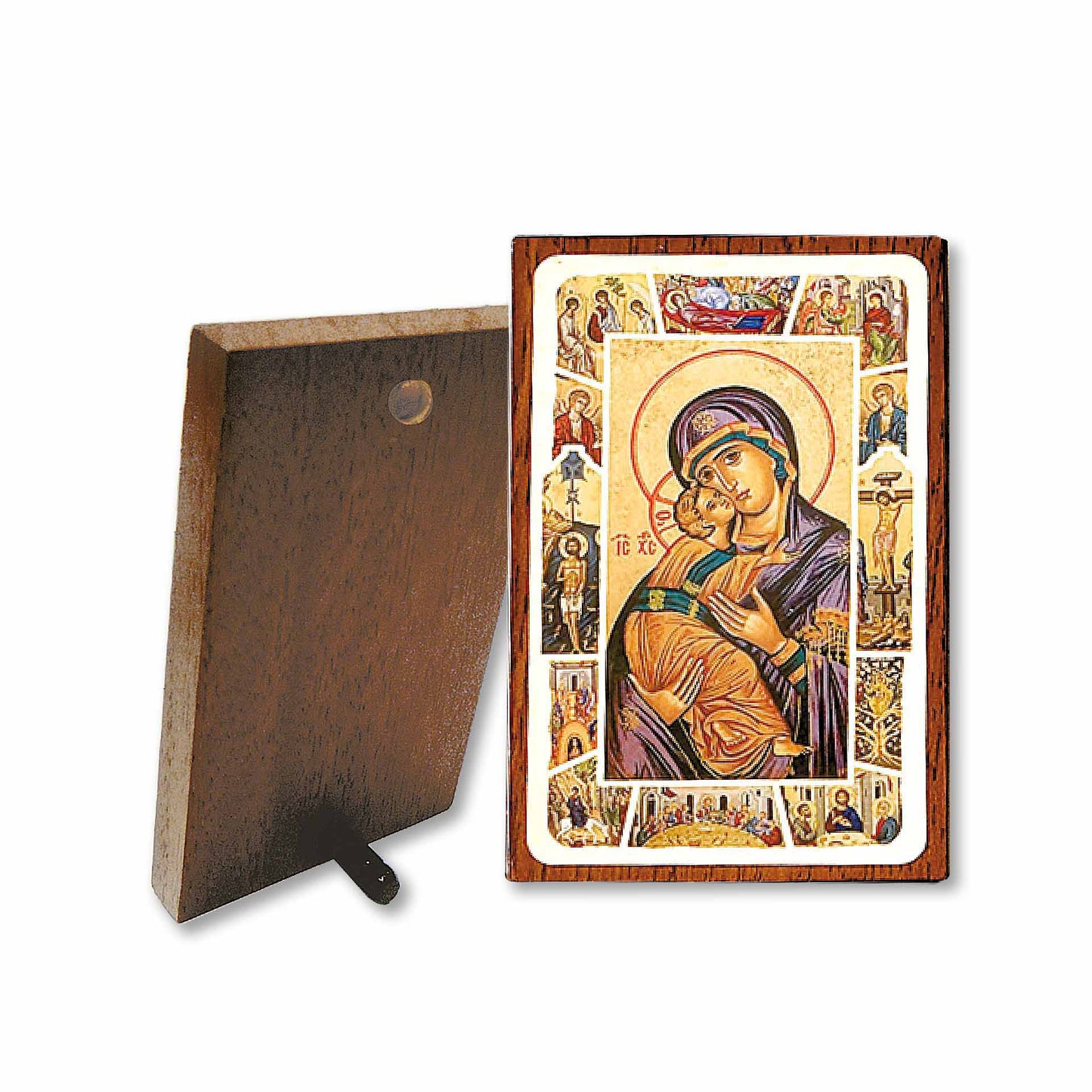 Wooden Icon – Madonna della Tenerezza (Our Lady of Tenderness) 4.72 x 2.76 inches