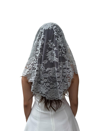 Velo de Iglesia Triangular – gris y perla – 60 x 120 cm