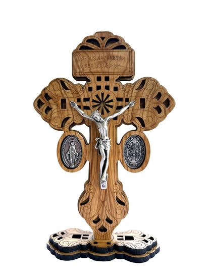 Olive Wood Pardon crucifix with Base