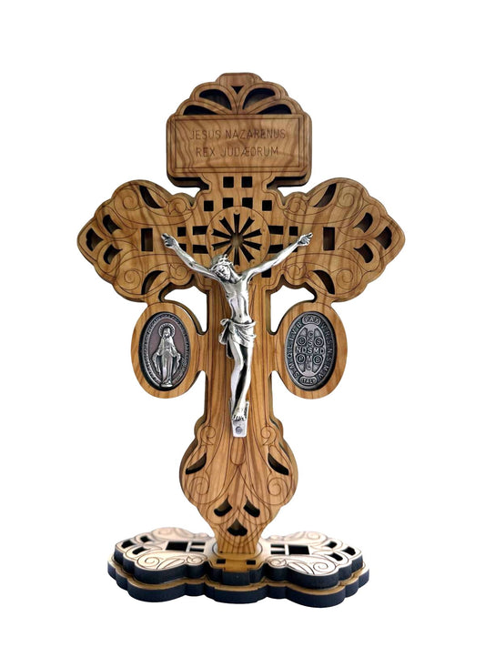 Olive Wood Pardon crucifix with Base