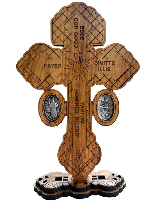 Olive Wood Pardon crucifix with Base
