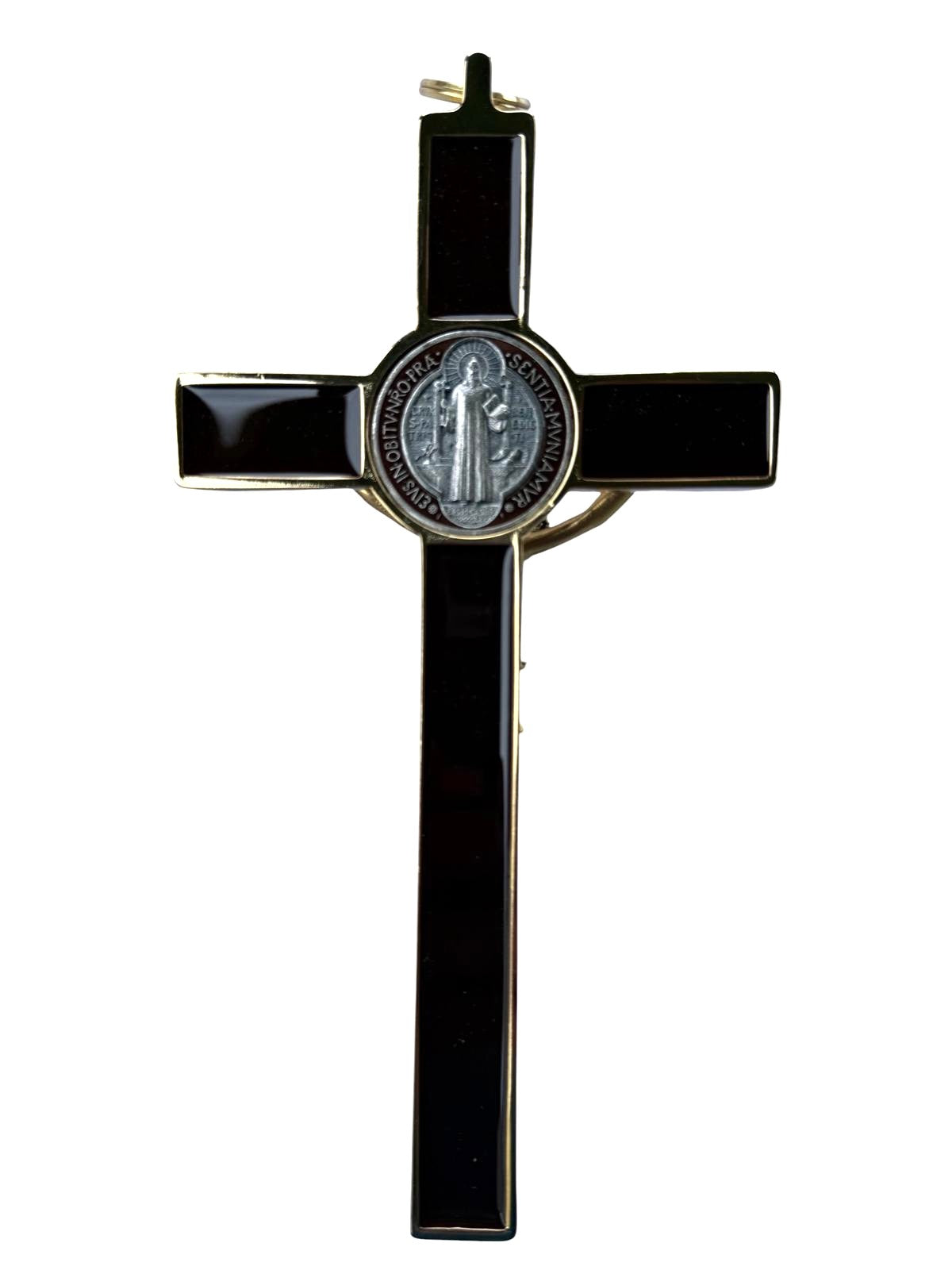 Metal Wall Crucifix with Gold and Brown Tones – Gold‑Tone Corpus – Includes Claudio Cipolletti Gift Box