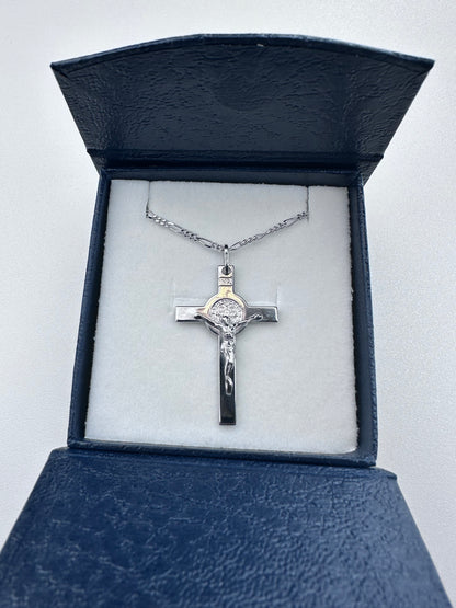 Saint Benedict Crucifix Silver 925/Chain 925 Silver Rhodium