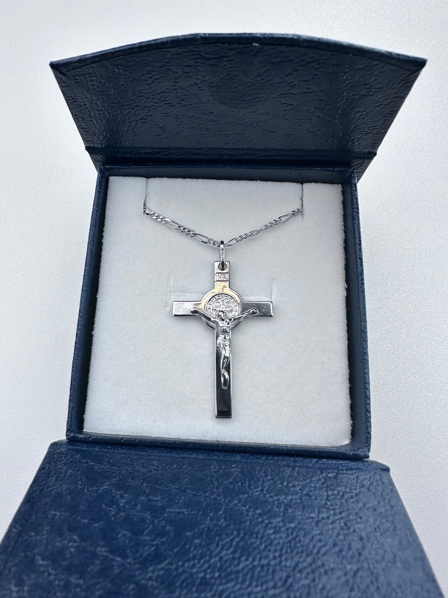 Crocifisso San Benedetto Argento 925/Catena Argento 925 rodiato