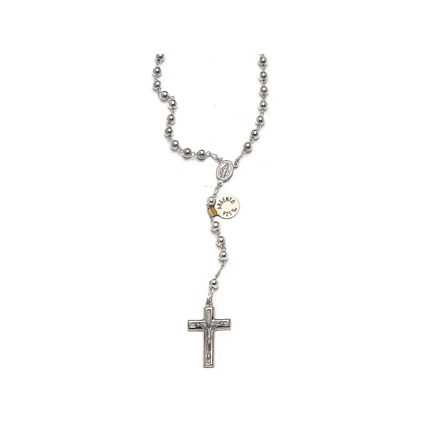 Silver 925 round rosary + closure, size 4 mm. 18 inches Necklace