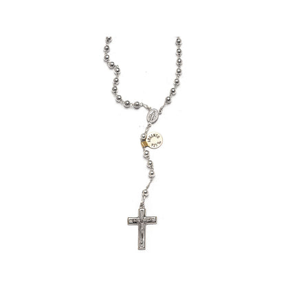 Rosario redondo de plata 925 + cierre, tamaño 4 mm. Collar de 18 pulgadas