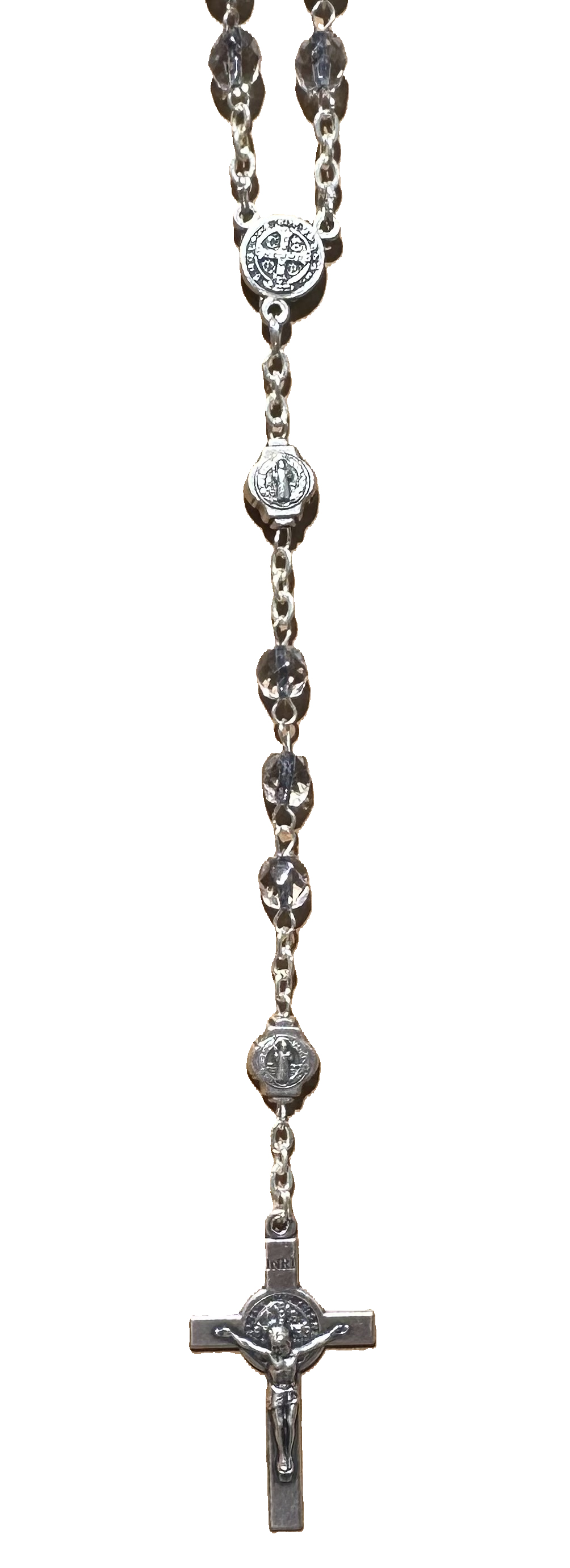 Rosary with Saint Benedict Medals and Crystal Beads