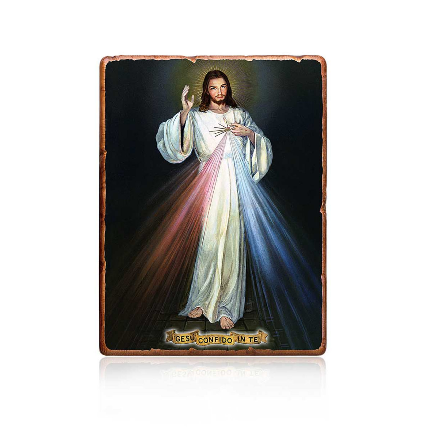 Marco de madera de la Divina Misericordia que mide 10,5 x 8,5 pulgadas