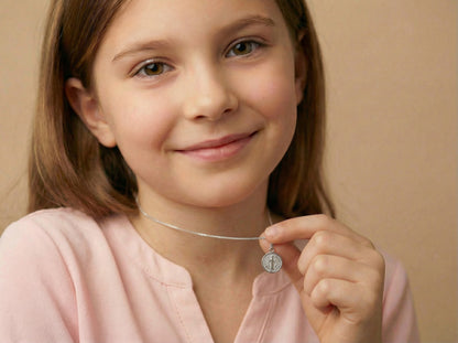 Medaglia Piccola San Benedetto Argento 925/Rodio mm.11