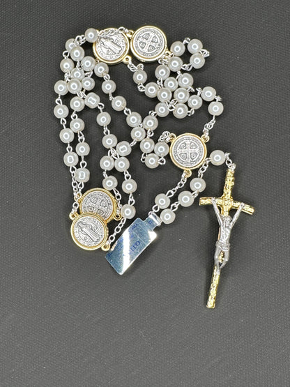 Saint Benedict Glass Pearl Rosary Bead 6 mm